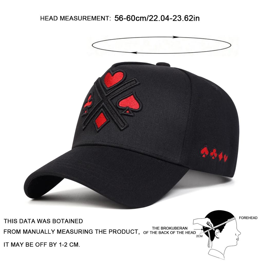 Unisex Poker Embroidery Baseball Caps Spring Autumn Outdoor Adjustable Casual Hats Sunscreen Hat Sports Cap