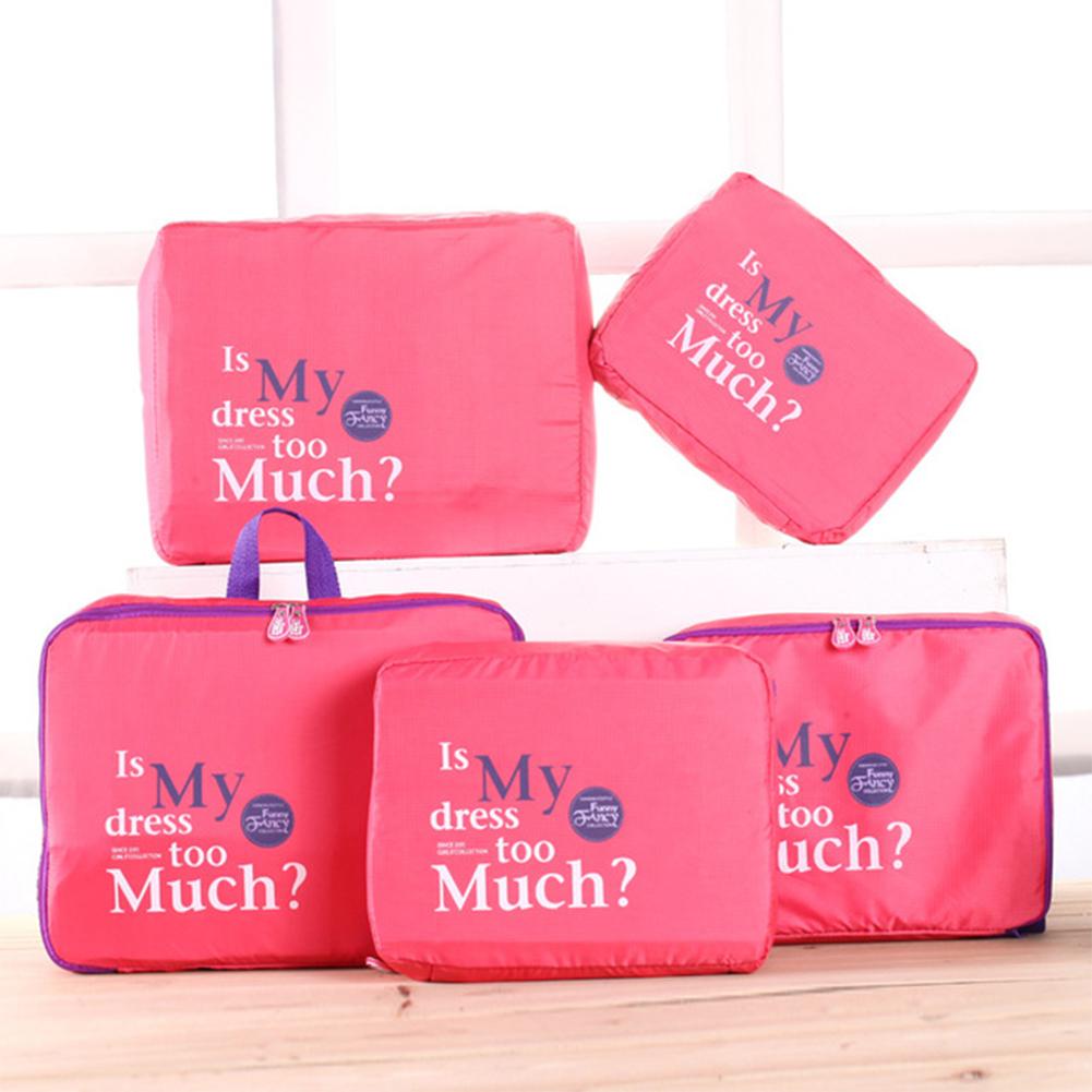 5Pcs/Set Waterproof Mesh Zipper Luggage Bag for Travel Clothes Storage
