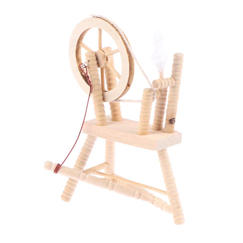1/12 кукольный домик миниатюрная деревянная прялка модель мебельные аксессуары игрушки