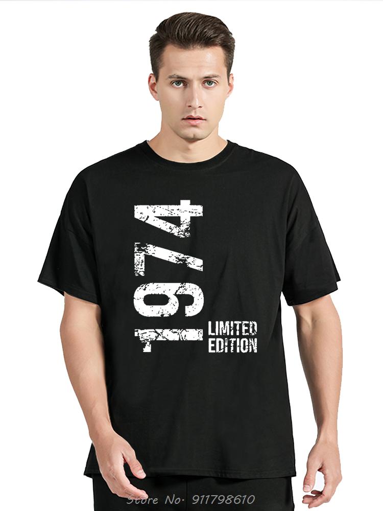 T-shirts Année de Naissance Vintage 1974 Style Rétro Années 70 T-Shirt Unisexe Oversize Mode Décontractée Ample Doux Streetwear