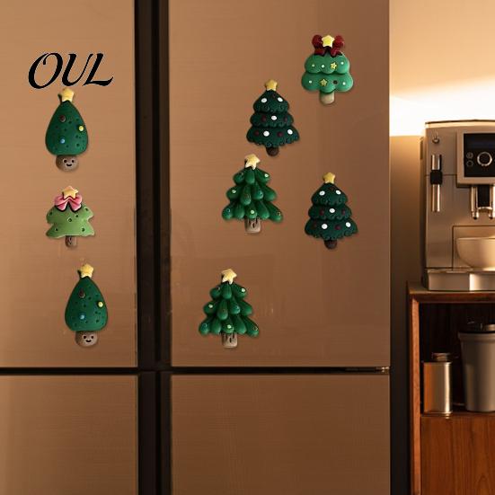 Miniature Christmas Tree Decor 7Pcs/Set Mini Refrigerator Magnet, Xmas Shape Resin Holiday Ornaments Fridge Decorative Magnet for Whiteboard