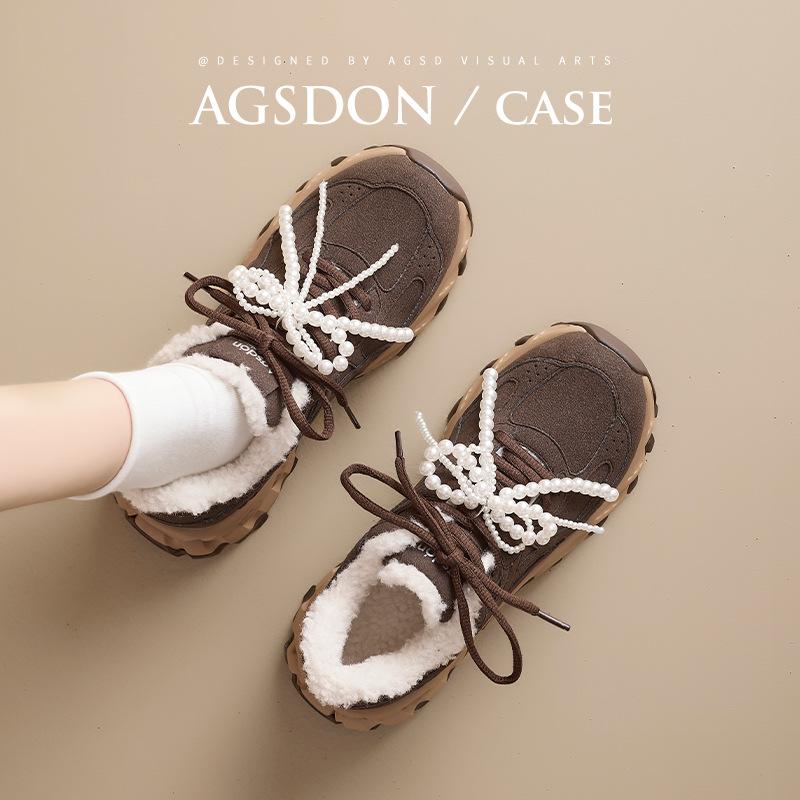 Augustus Den Fleece Dad Shoes Women's 2025 New Autumn and Winter Thickened Forrest Gump Cotton Shoes Casual Sports Hiking Shoes