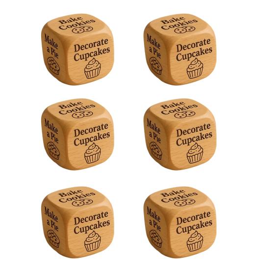 1/2/3/5/6/8Pcs Wooden Quilter Dice with 6 Engraved Quilting Tasks Solid Wood Quilting Embroidery Knitting Projects Baking Drinking Decision Dice Tools