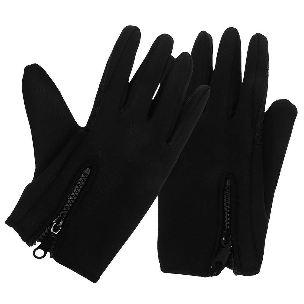 Waterproof Windproof Gloves Thermal Winter Warm Fleece Full Finger Touch Screen XL Black 1Pair
