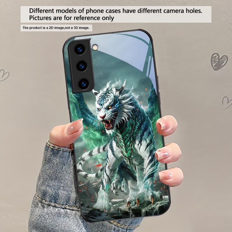 

A huge dragon and tiger For Samsung Galaxy S20 S21 S22 S23 Plus S24 FE S25 Ultra S26 Edge S25+ S20+ S22+ Black Glass Phone Case Galaxy S26