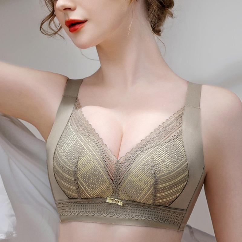 Lightweight Breathable Seamless Lace Bra That Makes Large Breasts Appear Smaller Without Underwire and With Side Boob Support