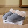 Fashion Litfun Winter Fluffy Men Slippers Warm Fur Plush Indoor Home Flat Slides Outdoor Antiskid Faux Fur Collar Fuzzy Men Cotton Shoes