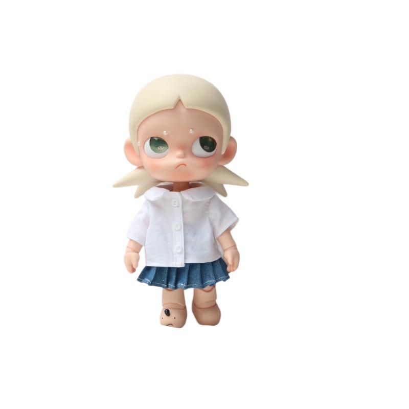 10cm Doll Clothes: Gazi Sister Skirt & Shirt Set, Potato Doll Pleated Skirt & Top, Cotton Dress-Up Outfits