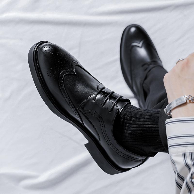 New Oxford Shoes Thick Bottom Dress Shoes Classic Business Formal Shoes Man Banquet Wedding Shoes Office Mens Wingtip Boos Shoes