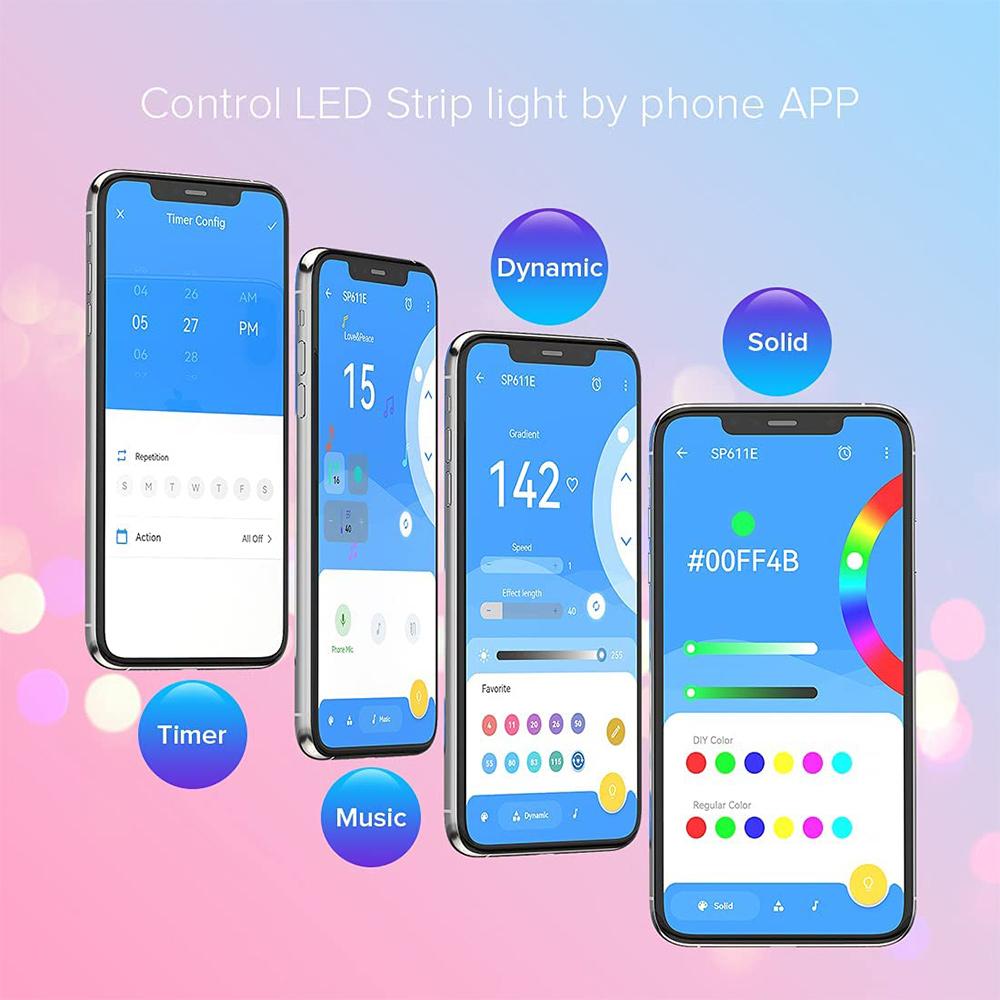 A34R SP611E WS2812B WS2811 Bluetooth Music LED Strip Controller IR38 Keys Remote APP For Addressable LED Lighting DC5V-24V