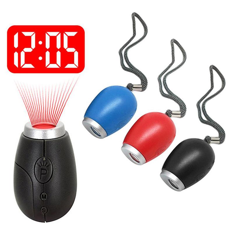 1PC Creative Alarm Clock Key Chains Hanging Rope LED Clock Projection ...