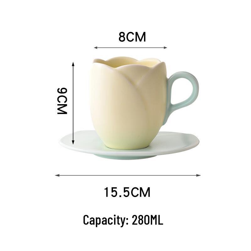 Ins Retro Tulip Ceramic Coffee Cup Set