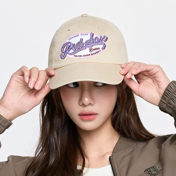 [MLB] Street Oval Cursive Unstructured Ball Cap BOS (Sand)
