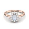 0.45 Cts Oval Moonstone 925 Sterling Silver Rose Vermeil Solitaire Halo Engagement Women Ring