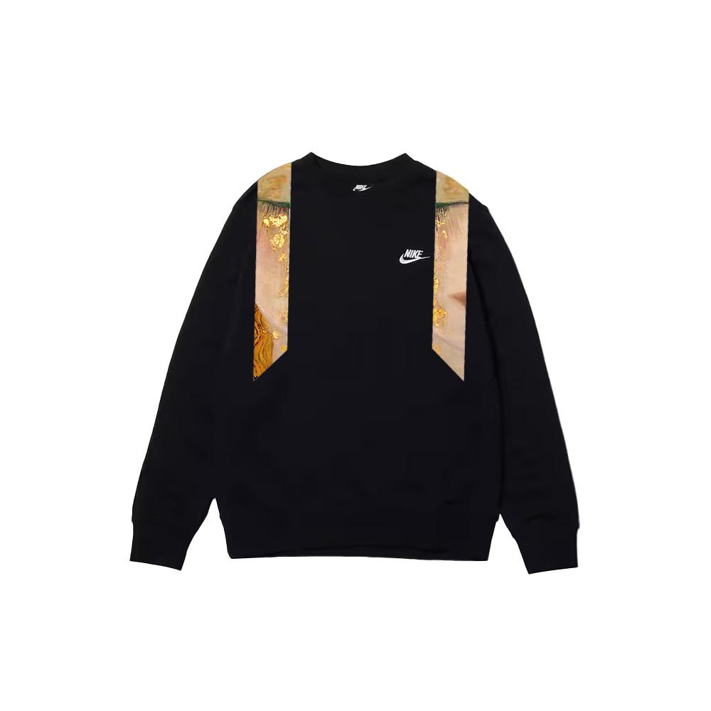 Nike Fashion Original Silk Splicing Design Versatile Letter Logo Round Neck Sweatshirt Unisex Sweatshirt Black BV2667-010(TEAM702-C6)