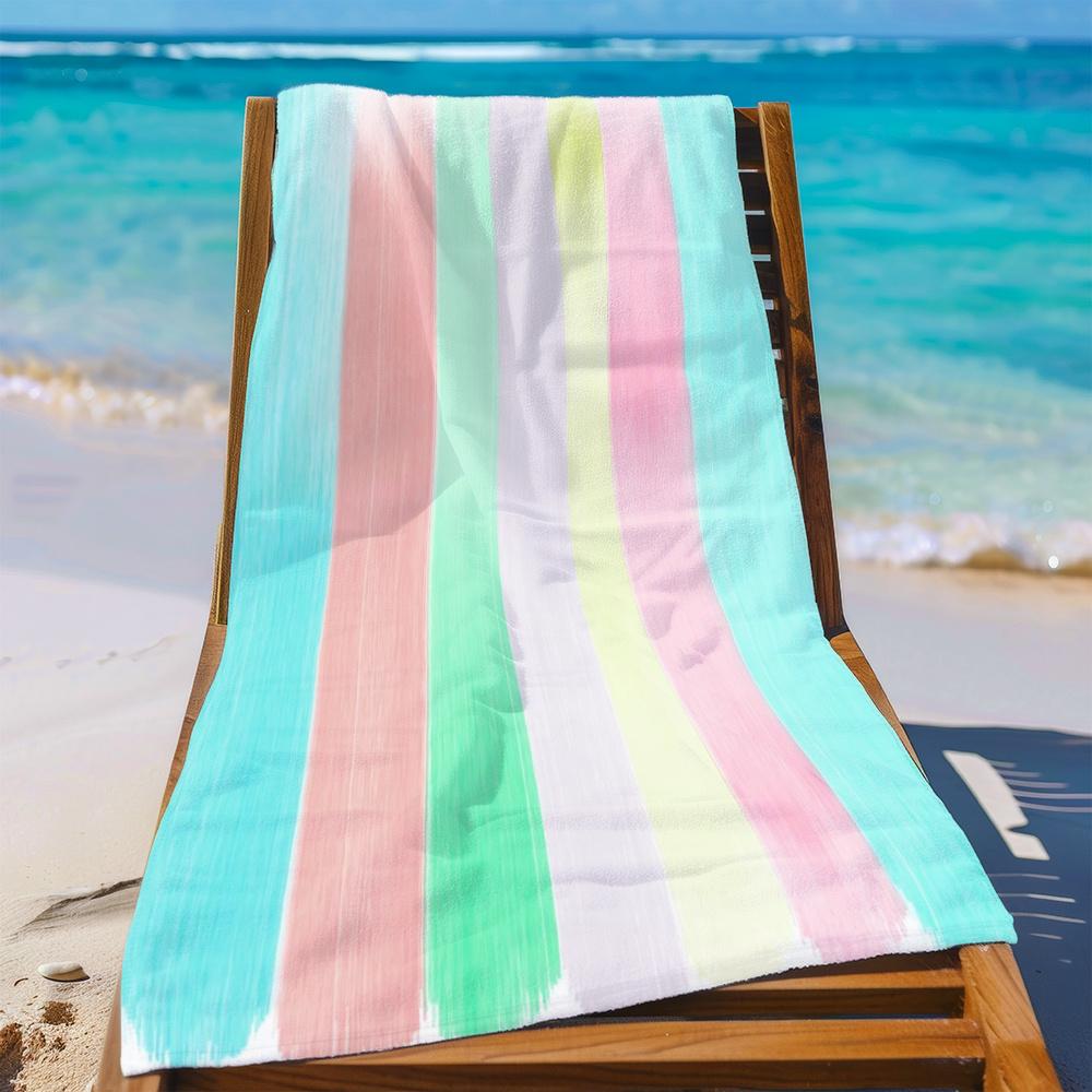 Toalla de Playa Rayas Arcoíris Pastel Impresión 2D Secado Rápido Libre de Arena para Playa Piscina Natación Viaje Suave Absorbente Toalla Regalo