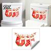 Decorative Watercolor Stocking Patterns Christmas Toilet Stickers, Waterproof PVC Bathroom Decals for Holiday Home Stickers Decoration, Red