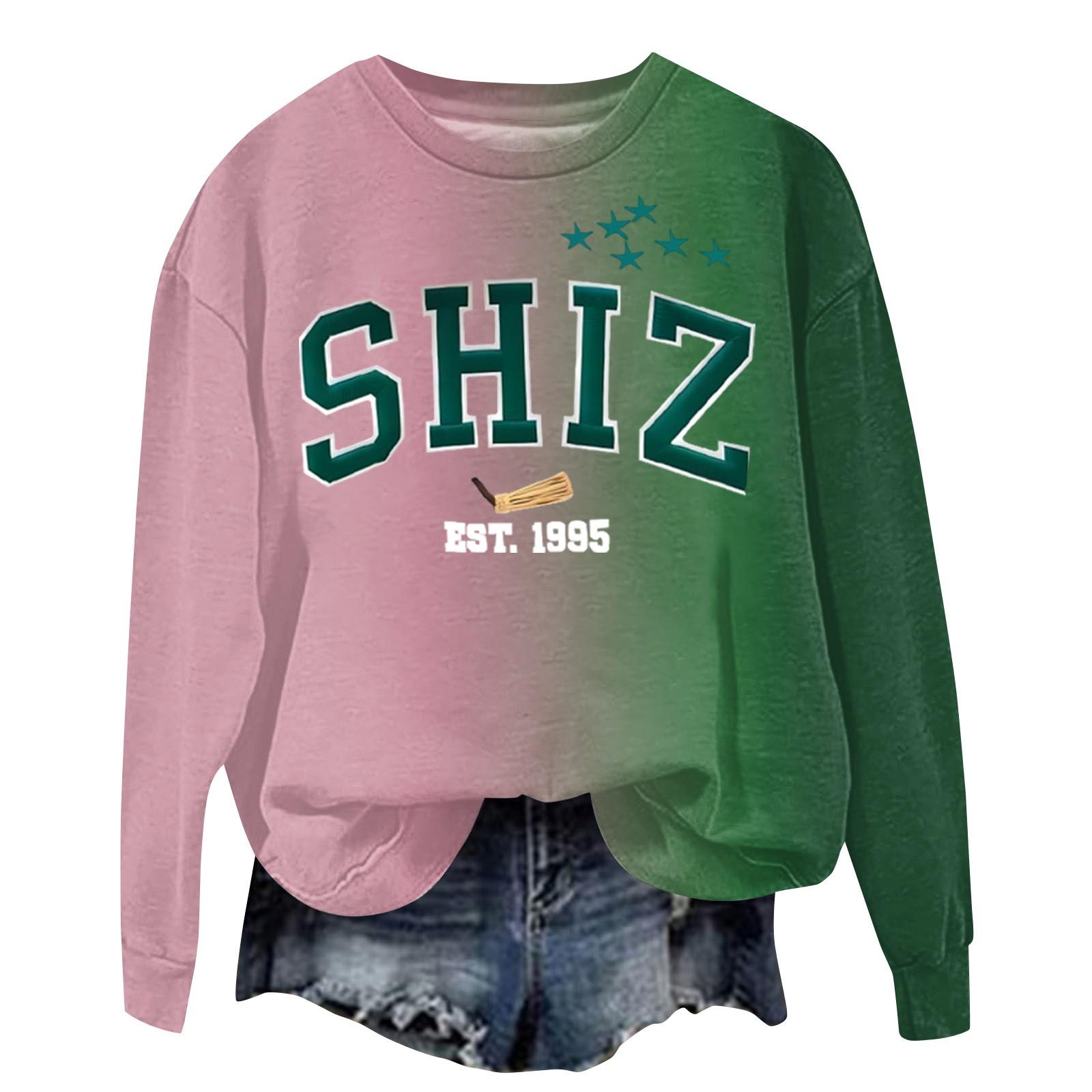 

Женские топы с круглым вырезом и принтом из хлопка, повседневная мода, длинный рукав, пуловер, топ, блузка S темно-зеленого