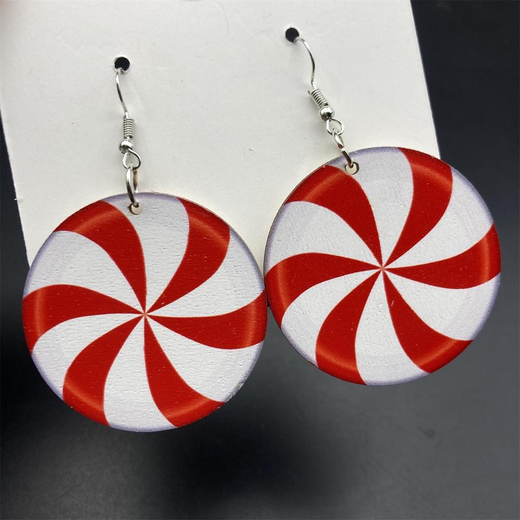 Retro Christmas Reindeer Wood Earrings - Long Festive Design