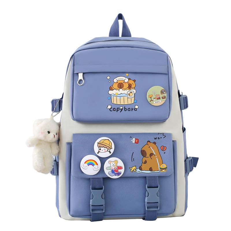 Pięcioczęściowy Zestaw Plecaków Dziewczęcy Plecak Płócienny z Kreskówką Chilren Plecak Szkolny o Dużej Pojemności dla Uczniów Szkoły Podstawowej