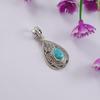 Ciondolo Boho Turchese dell'Arizona, Ciondolo Designer a Goccia in Argento Sterling 925, Regalo per Amici, Ciondolo Pietra di Nascita
