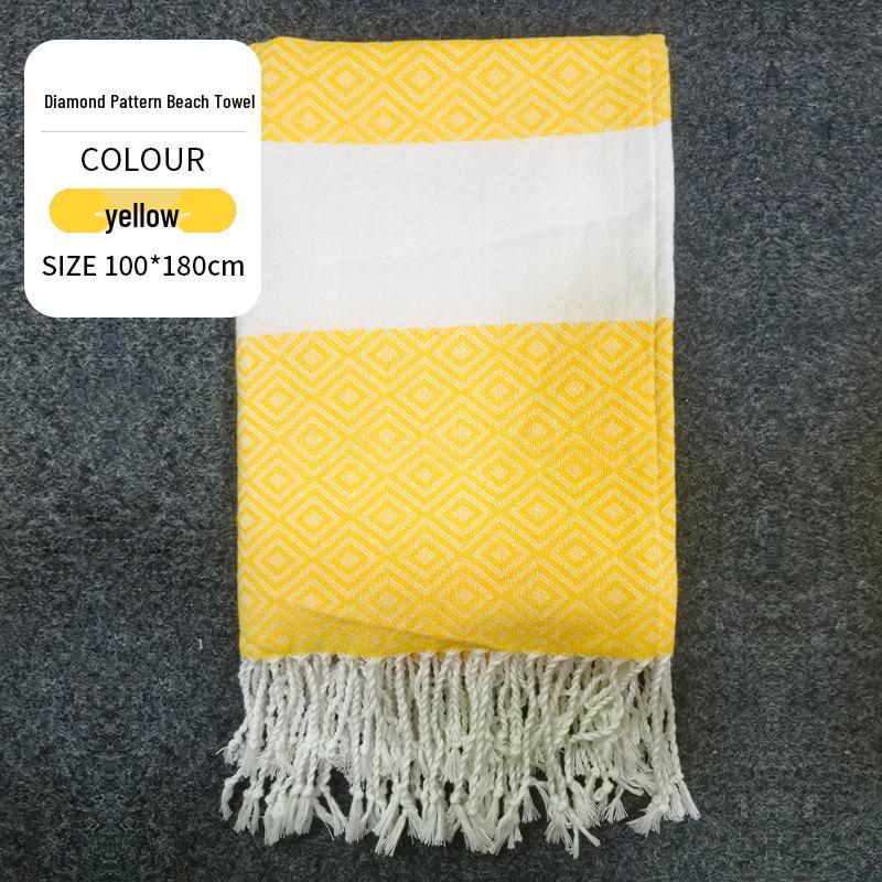 Large & Thick Tassel Turkish Beach Towel – Absorbent, Outdoor Sunscreen Bath Towel