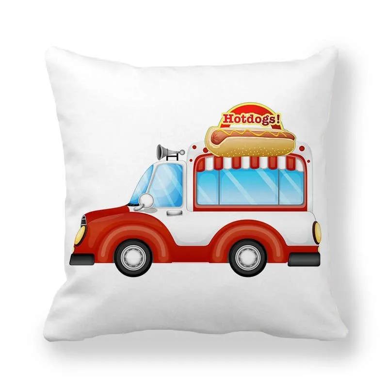 Cartoon Food Car Print Pillowcase Living Room Office Home Pillowcase Car Ornaments