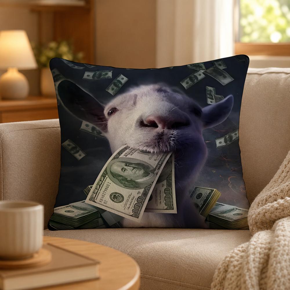 Game Goat Simulator Comedy Cushion Cover Personalized Short Plush Cushion Cover Sofa Pillowcase Bedroom Home Decor Gift
