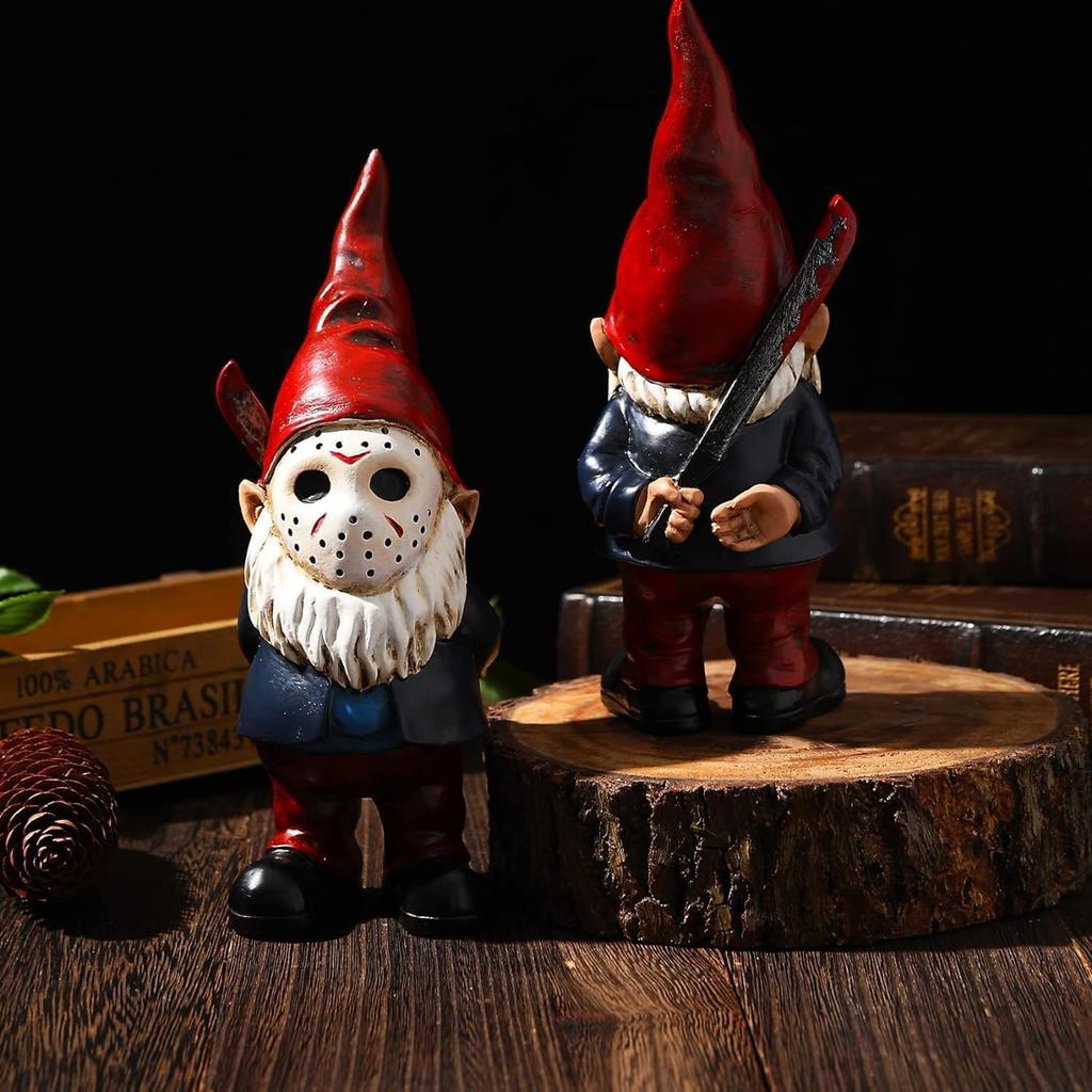 SPINNDO Halloween Decorations Outdoor, Horror Decor Garden Gnome Statue