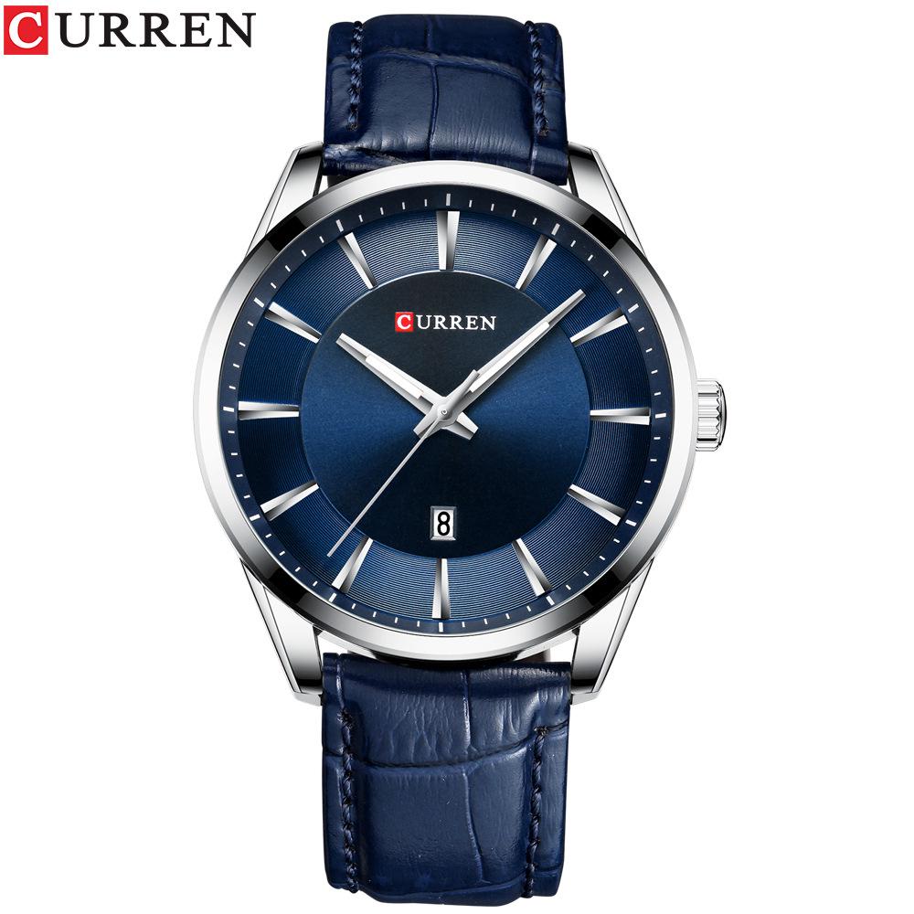CURREN 8365 Men s Waterproof Quartz Watch with Leather Strap and Calendar
