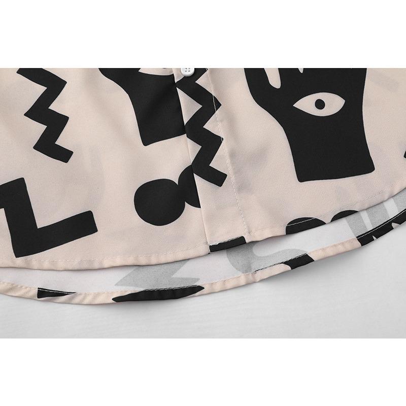 Retro Hiphop Print Kurzarmhemd Herren Mode Marke Personalisiert Locker Lässiger Mantel Sommer Tops