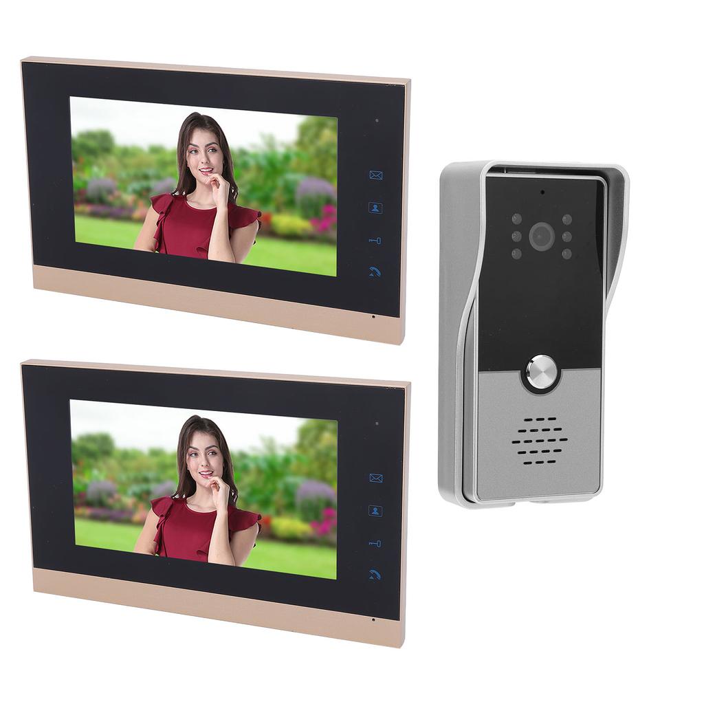 Wired Video Intercom System 7in Visual Intercom Doorbell System with Camera 6 Infrared Lights for Villa Home Apartment