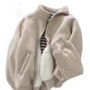 Warm Lamb Wool-Style Zipper Jacket: Autumn/Winter Casual Stand-Up Collar Sweatshirt