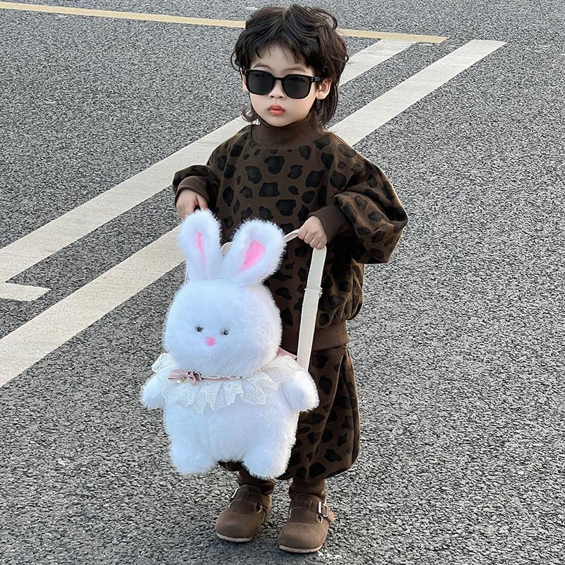 Plush Soft Stylish Bear And Bunny Toddler Backpack With Adorable Animal Design