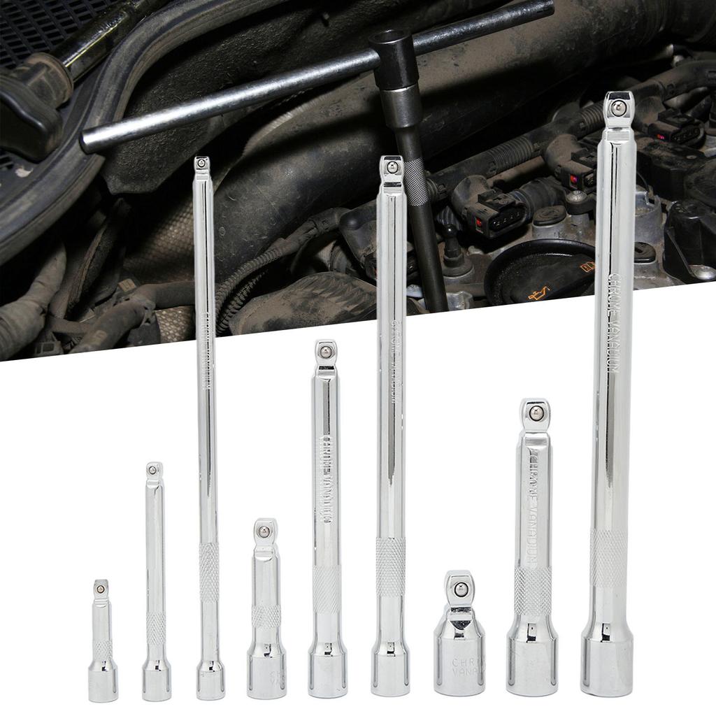 9 Piece Wobble Extension Bar Set 1/4in 3/8in 1/2in Drives Extension Bar Set with Storage Tray
