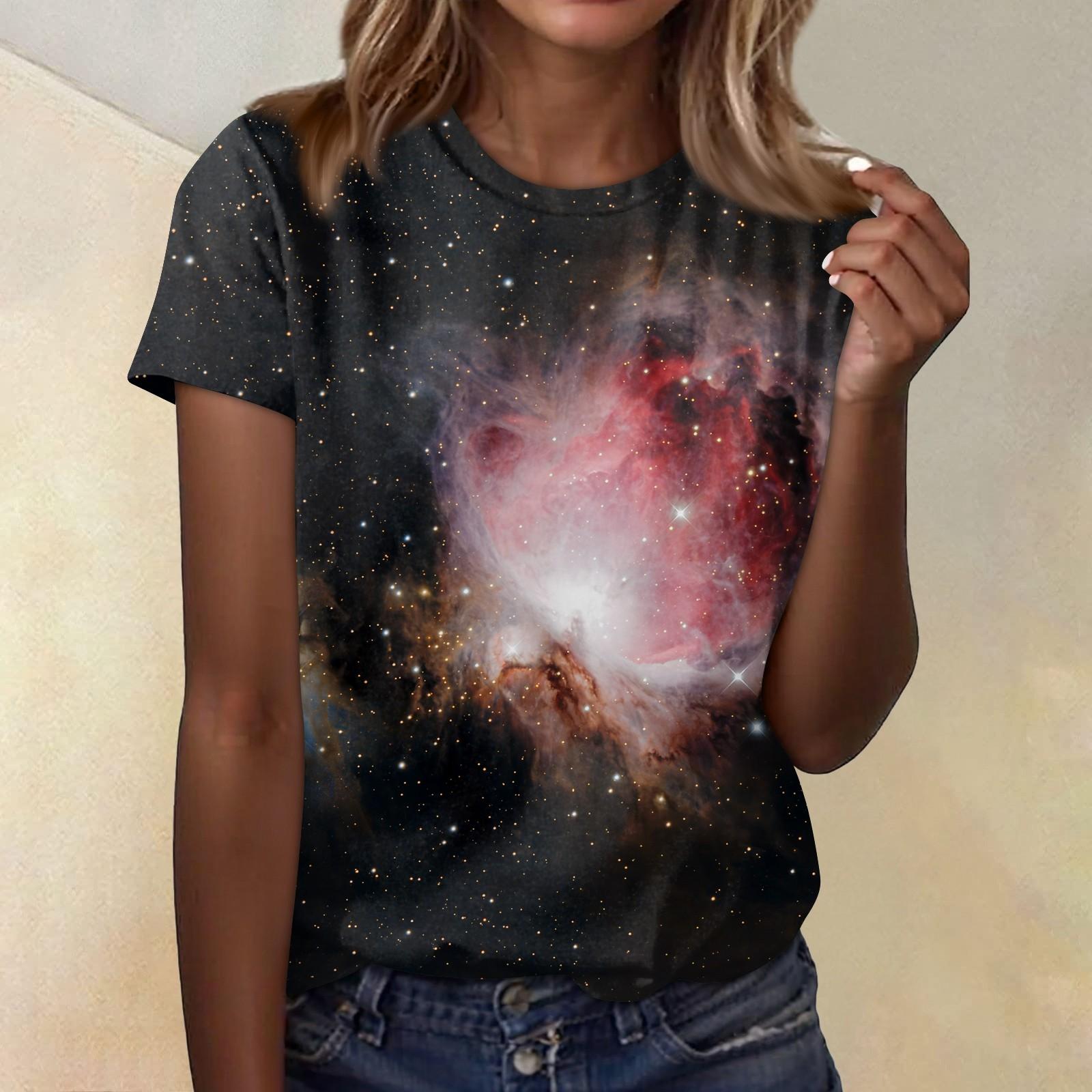 

Женская повседневная свободная футболка с принтом, круглый вырез, пуловер, короткий рукав, топ L чёрный