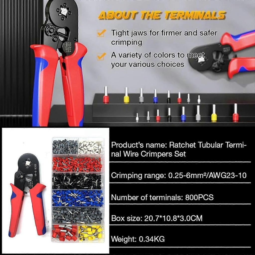 Ferrule Crimping Tool Kit Wire Terminals Crimping Tools Wire +800 PCS
