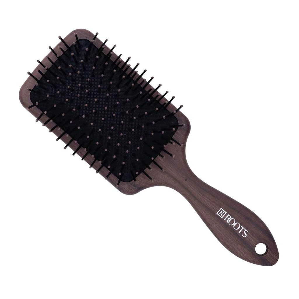 ROOTS Truglam Paddle Hair Brush | Flexi Cushion Base | Soft Tip Bristles for Detangling & Curling | Adds Volume to Quiff | For All Hair Type | Fo