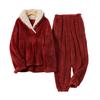 European-Size Christmas Pajamas: Plus Size Shu Cotton Fleece Long Sleeve Homewear Set