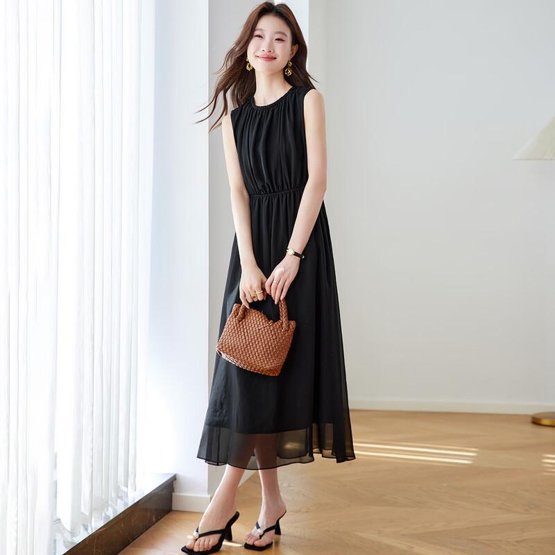 Srcr 100% Mulberry Silk Elegant Summer Dress
