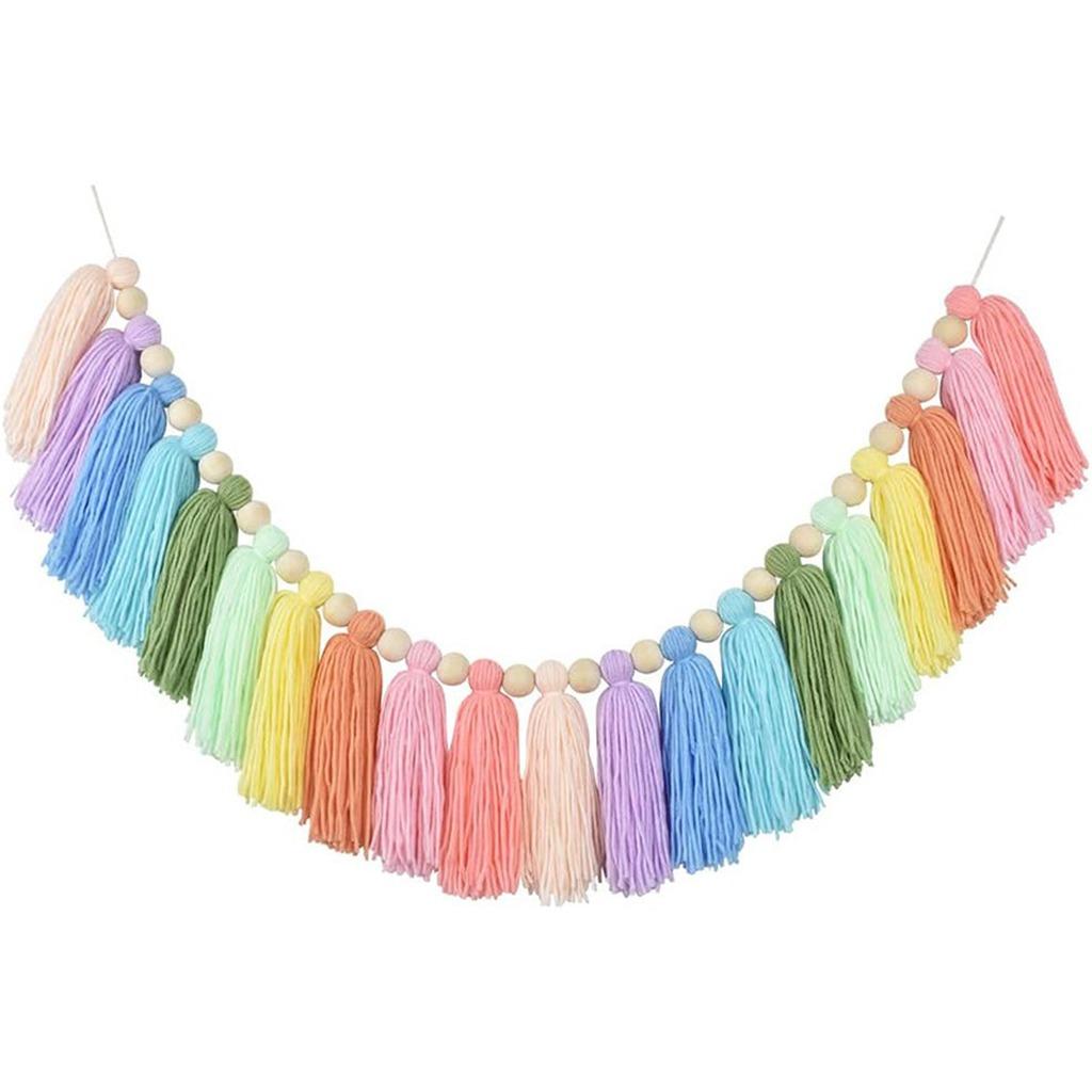 Tassel Garland Decorative Wall Hanging Decoration Boho Wall Hanging Boho Macaron Color Wall Decor For Entryway Party Backdrop