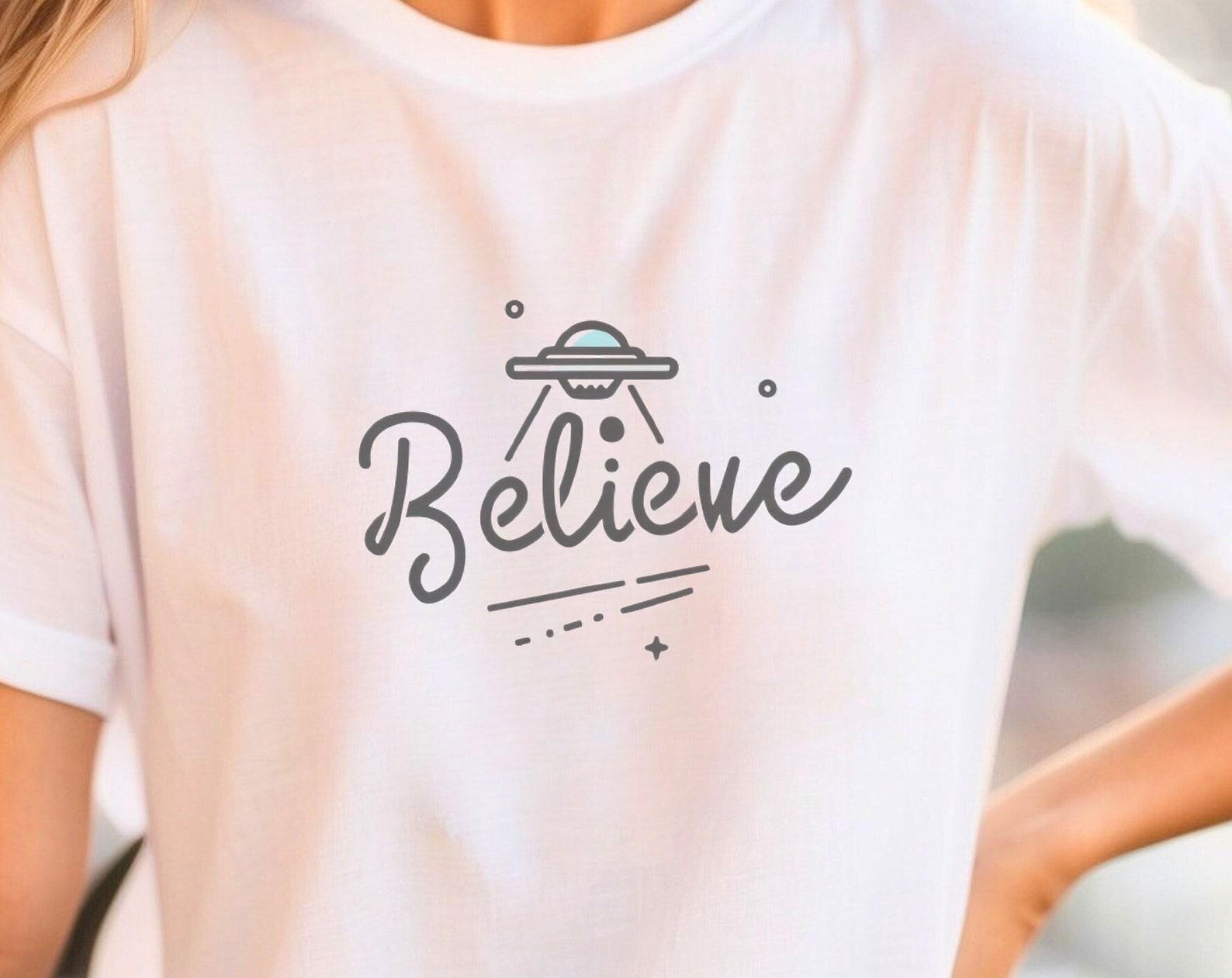 Believe UFO T-Shirt: Alien Inspired Unisex Tee S