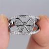 Silver Butterfly Ring White Gemstone Synthetic Zircon Ring Set Valentine's Day Jewelry Gift Party Jewelry Special Occasion Jewelry