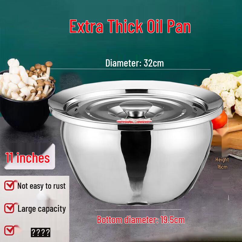 FATTBAO Thickened Stainless Steel Mixing Bowl Extra Thick 11-inch with Lid