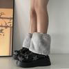 Women Furs Leg Warmer Winter Furry Long Boot Cuffs Fuzzy Shoe Cover Party Costume for Holiday Festival Performances Play