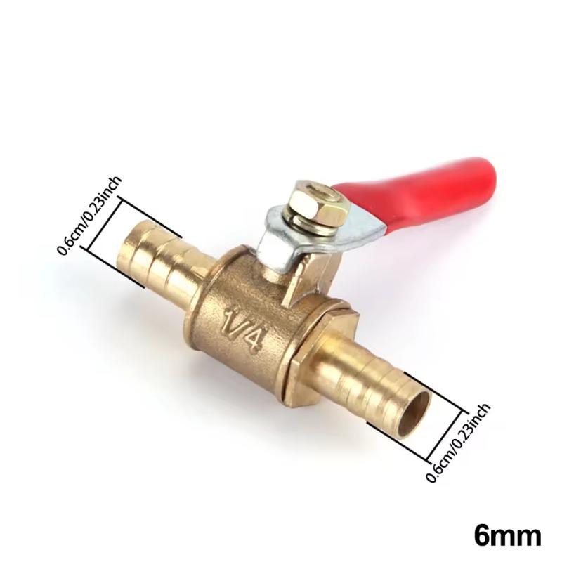 4pcs/set 6mm-8mm-10mm-12mm Hose Barb Inline Brass Water Oil Air Gas Fuel Line Shutoff Ball Valve Pipe Fittings