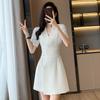 Summer New Office Lady Elegant Fashion Waist Dress Femme Short Sleeve Temperament Solid Robe Vestidos De Fiesta Women's Clothing