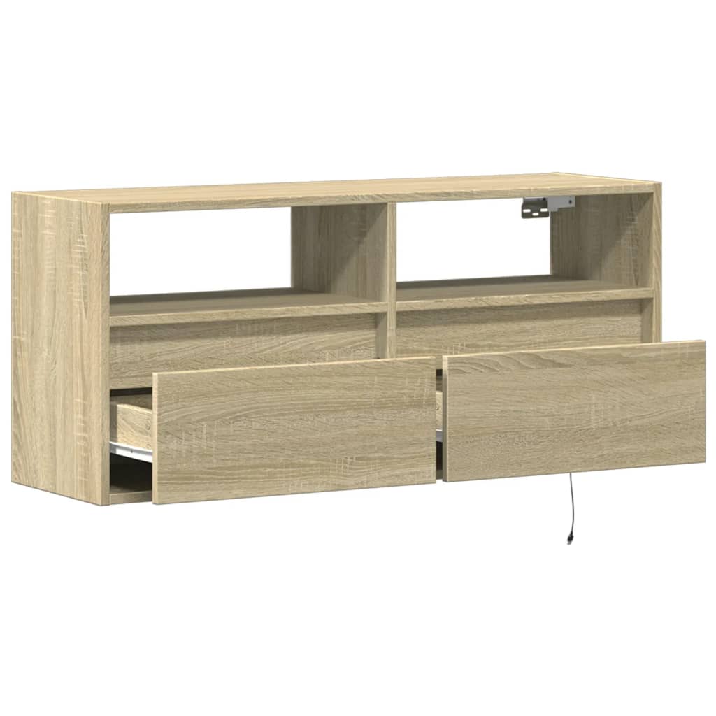 TV Wall Cabinet with LED Lighting Sonoma Oak 100 x 31 x 45 cm