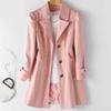 Trench Coat Donna Primavera Autunno   Coreano Monopetto Medio-Lungo Donna   Cappotto  Kaki Giacca a Vento
