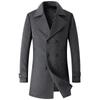 Men's European-Size Double-Breasted Woolen Coat - Medium Length, Fashionable Lapel for Autumn & Winter